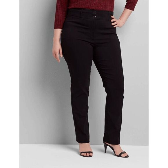 Lane Bryant Grey Houndstooth Tummy Tuck Pockets Belt Loops Pants Size 16 - Picture 7 of 7